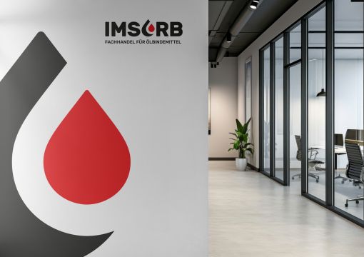 Moderner Büroflur mit IMSORB Logo an der Wand am Standort in Wesel